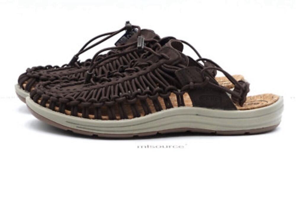 Keen Uneek II Evo Sandals Men’s Size 9 Java Brown Shoes Bungee Cord Flex Cork